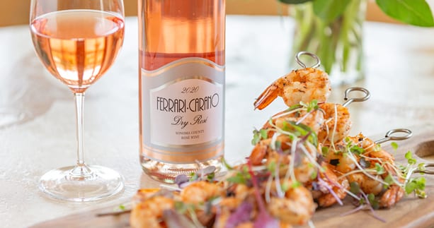 GRILLED SHRIMP SKEWERS WITH ROMESCO SAUCE