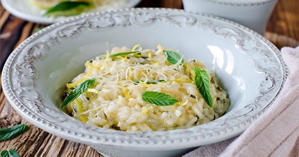 MEYER LEMON RISOTTO WITH ARUGULA PISTOU